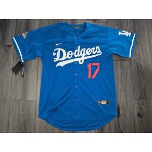 Shohei Ohtani 2025 World Series Dodgers Kanji BLUE Jersey Men's Size Large